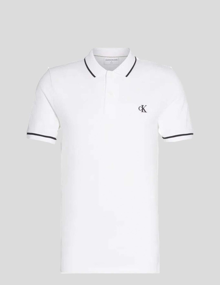 T-shirt CALVIN KLEIN tipping slim polo white
